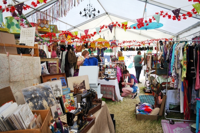 The vintage market tent at Larmer Tree Festival 2016.